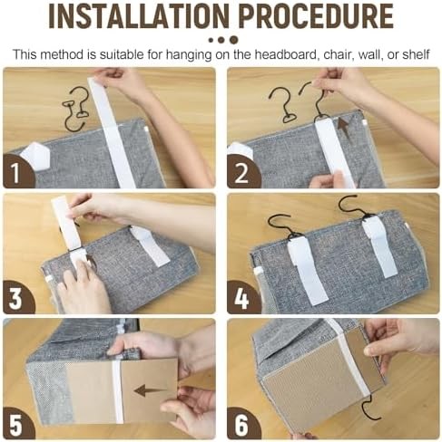 Self Adhesive Bedside Caddy Organizer Hanging Storage Grey