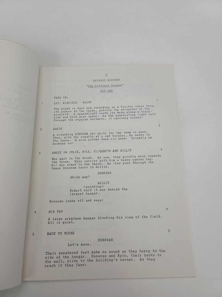 V / David Abramowitz 1985 TV Script, Leslie Bevis "The Littlest Dragon"