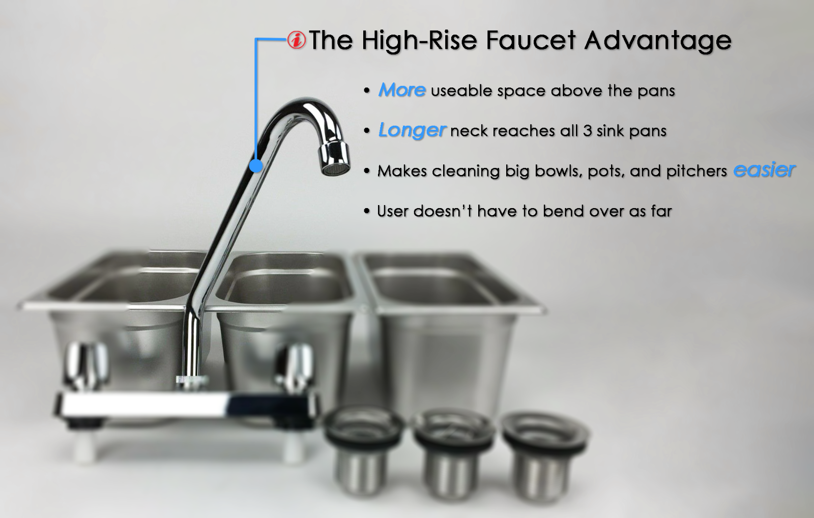 Concession Sink 3 Compartment Portable Stand Food Truck Trailer 3 Small w/Faucet