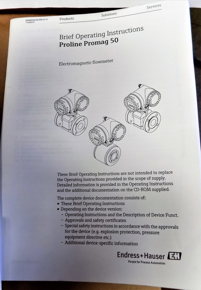 EH ENDRESS+HAUSER Parameter Setting Flow Calibration With Adjustment Document CD
