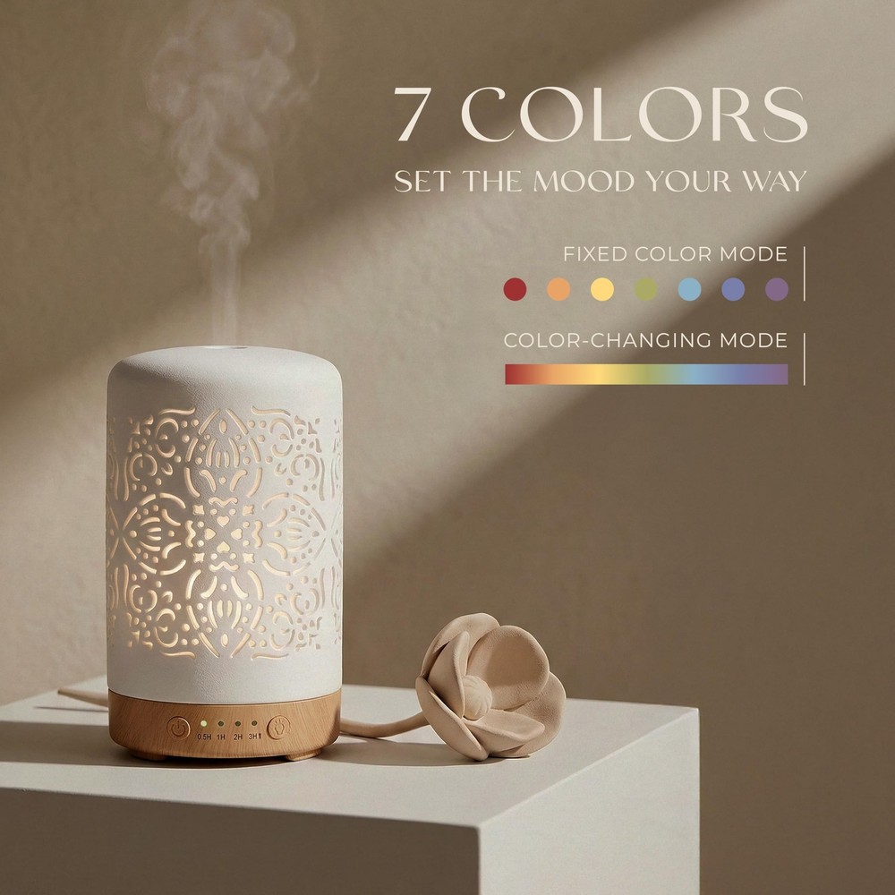 Earnest Living Essential Oil Diffuser White Ceramic Elegance 100ml