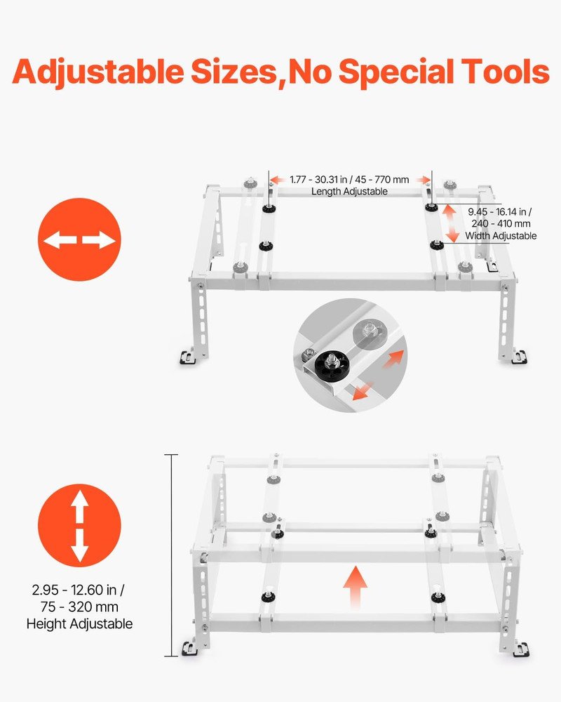 Mini Split Ground Stand, Adjustable Anti-Vibration Mini Split Stand for 9000-240