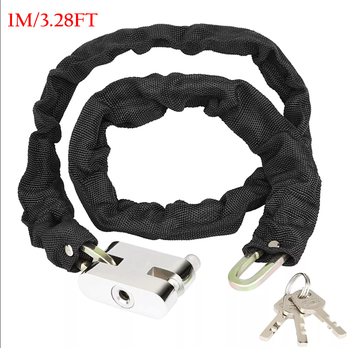 Heavy Duty Motorcycle Bike Bicycle Chain Lock Anti-theft Padlock Security W/ Key