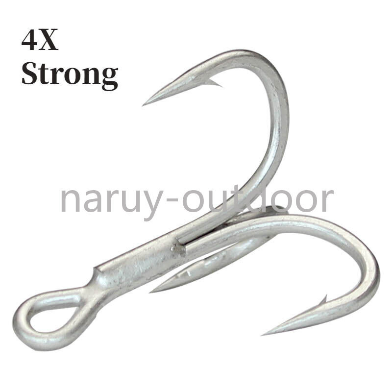 20/50pcs 4x Strong Treble Fishing Hooks High Carbon Steel Fishing Tackle 8#-4/0