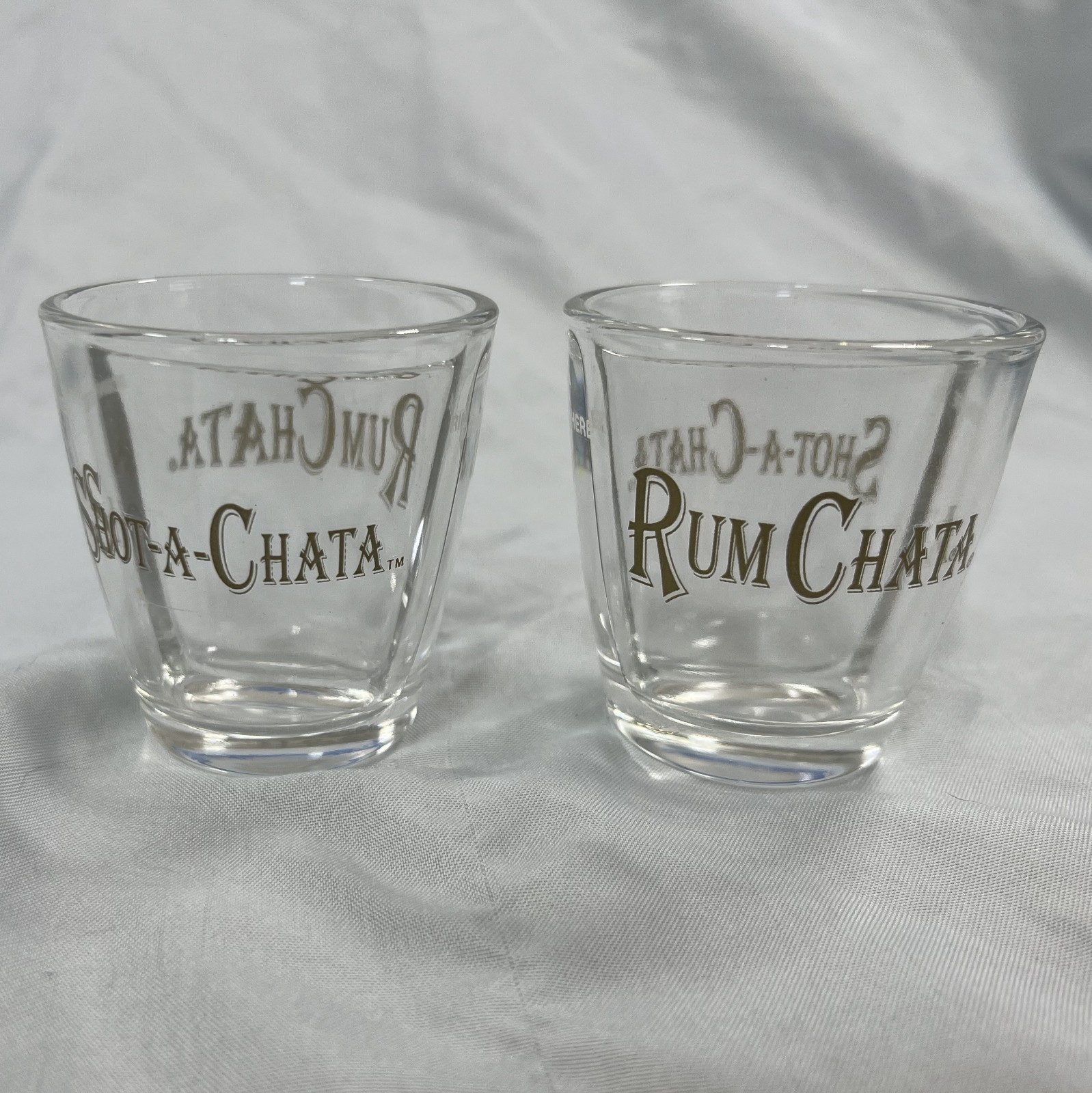 RumChata Shot-A-Chata Divided Shot Glasses - Split Glass - Rum Chata - Lot of 2