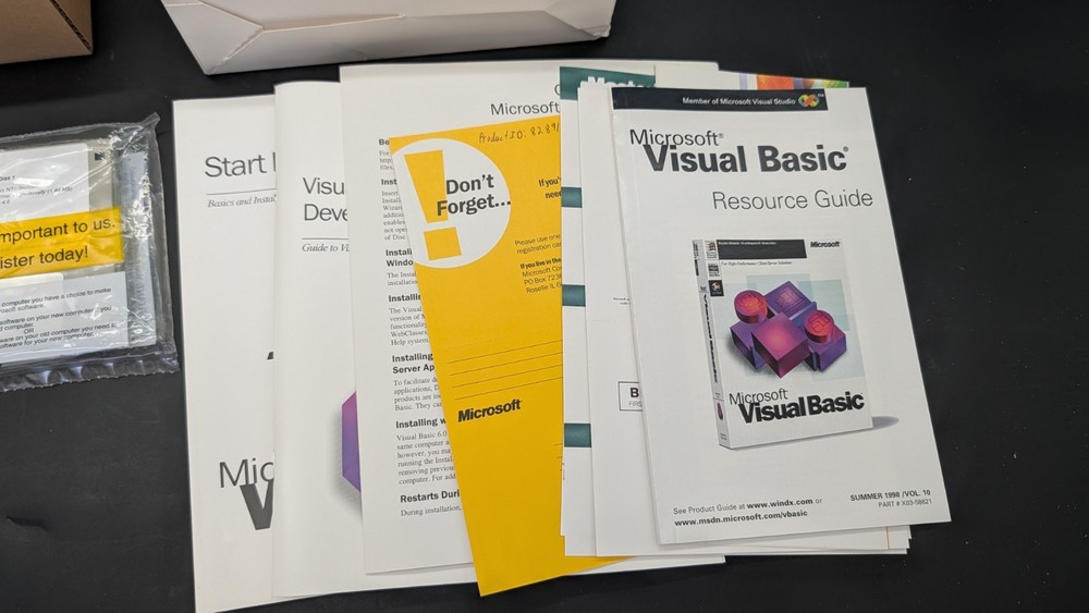 Microsoft Visual Basic 6.0 Professional Incomplete Box Manuals & Windows NT Disc