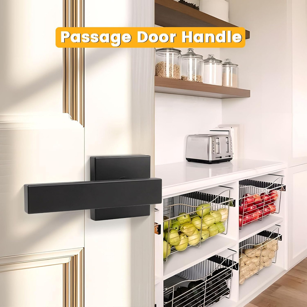 8 Pack Matte Black Keyless Door Handles - Heavy Duty Reversible Knobs