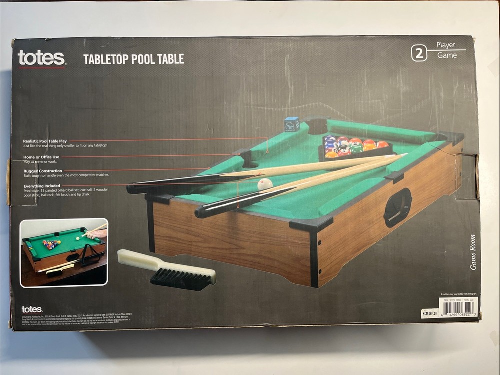 TOTES Tabletop Billiards Pool Table by Totes 2 Player Game & Put-Put Golf!
