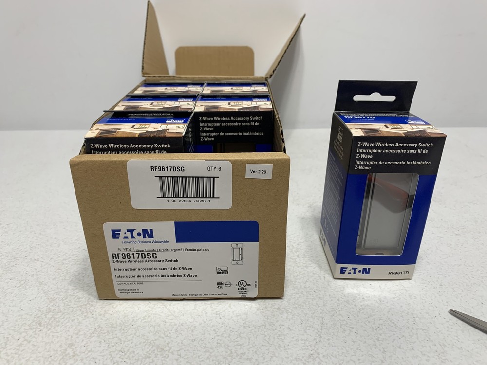 Eaton RF9617DSG Z-Wave Accessory Light Switch 120V Silver Granite