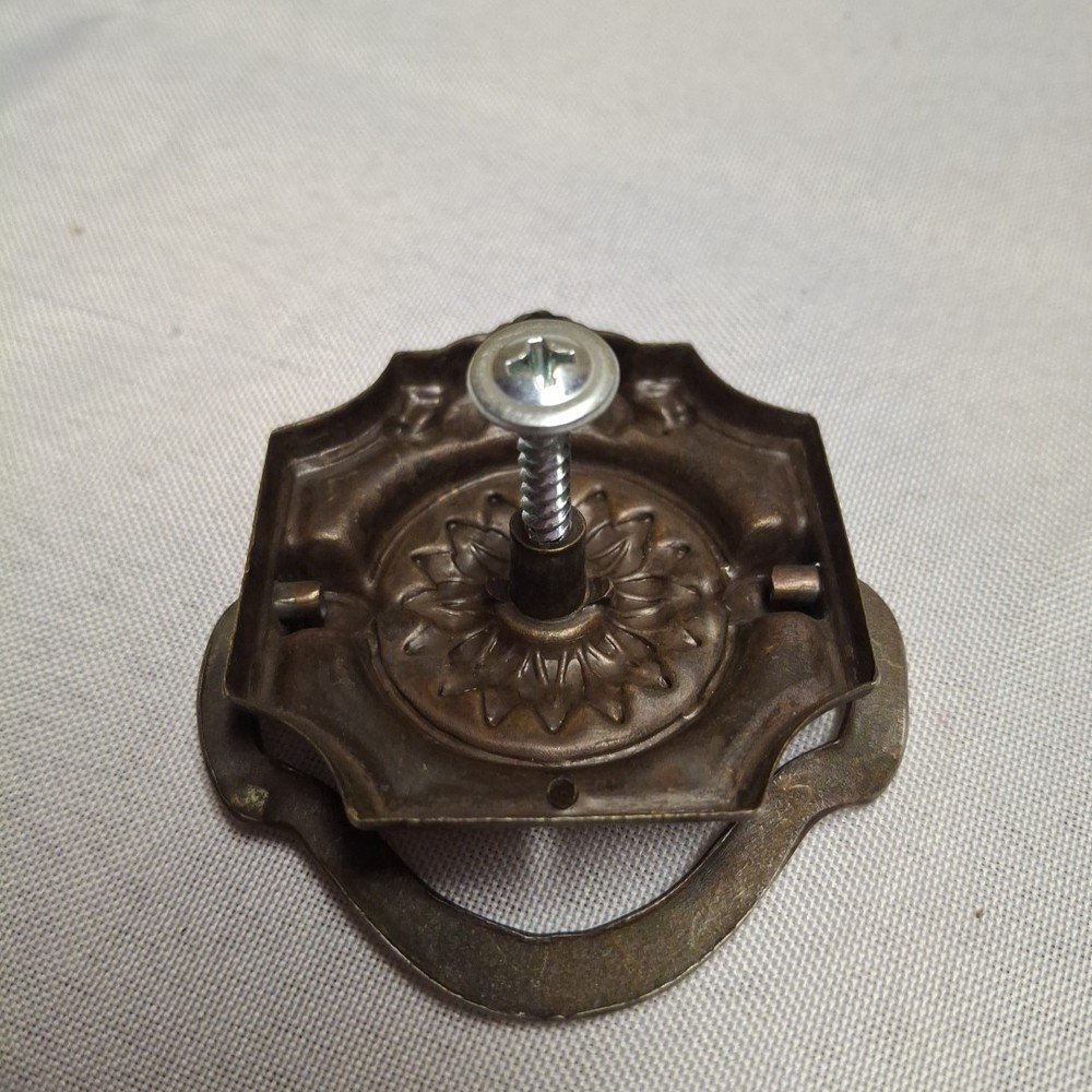 Vintage Drawer Pull Ornate Drop Pull - Flower Design With Screws Set Of 6