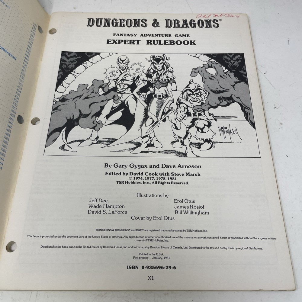 Expert Rulebook D&D basic TSR BECMI Dungeons Dragons First printing 1981