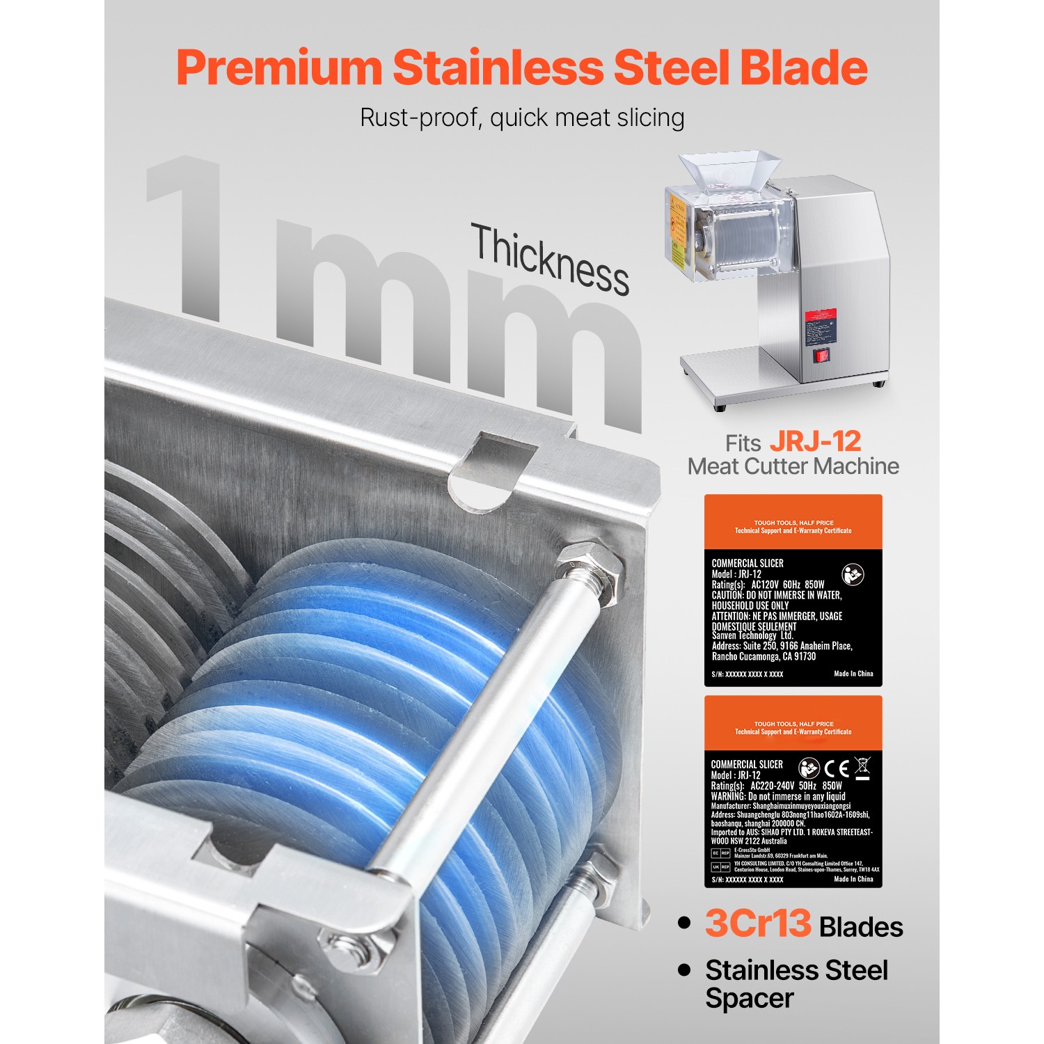 7mm Blade Stainless Steel Blade for SJY-DQ90 Commercial Meat Cutting Machine