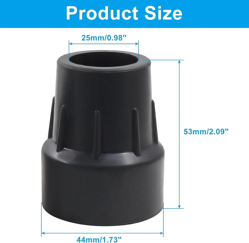 Thickened Rubber Cane Tips 1 Inch