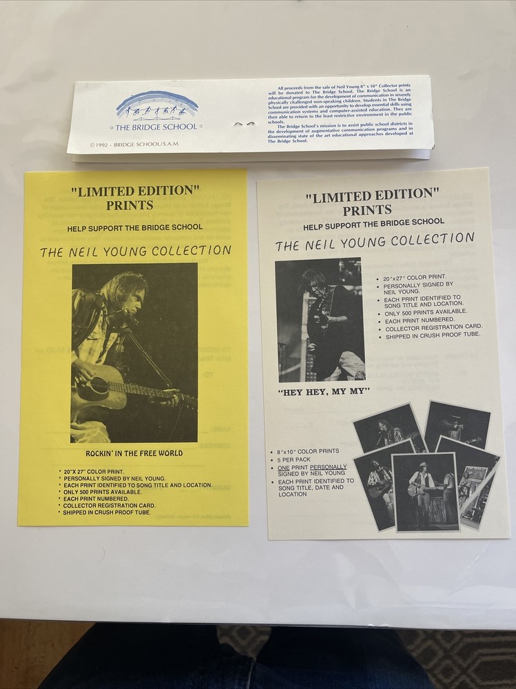1992 Neil Young Five Collector Prints One Personally Signed The Bridge School