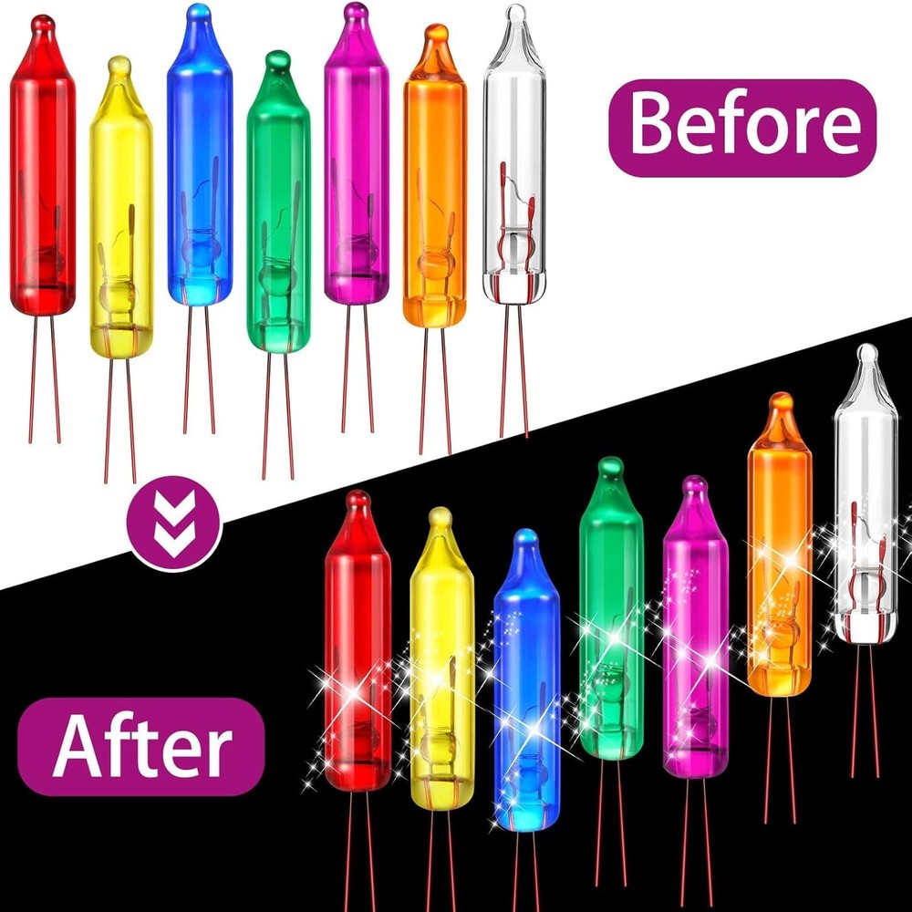200 Count Mini Incandescent Christmas String Lights 2.5V Replacement Bulbs
