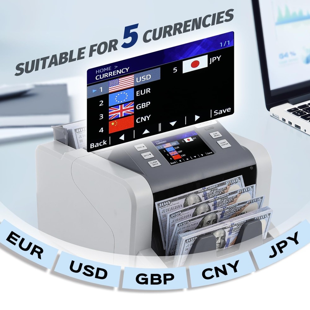 Frifreego Money Counter Machine Mixed Denomination with Value Count, Touch Sc...
