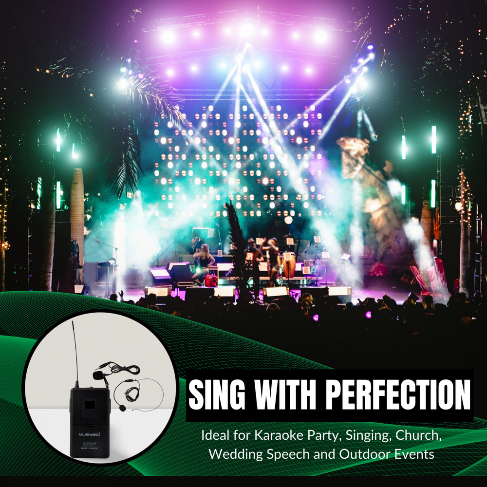 2 Channel Dual UHF Wireless Microphone System With Handheld & Lapel / Headset