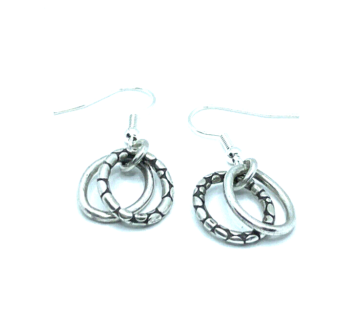 Brighton PEBBLE & Silver Oblong Hoops Custom Earrings