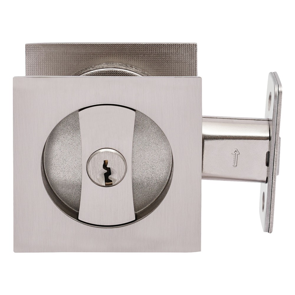 Square Sliding Door Lock Entry Lock Stainless Double Hook Lock Body Silver