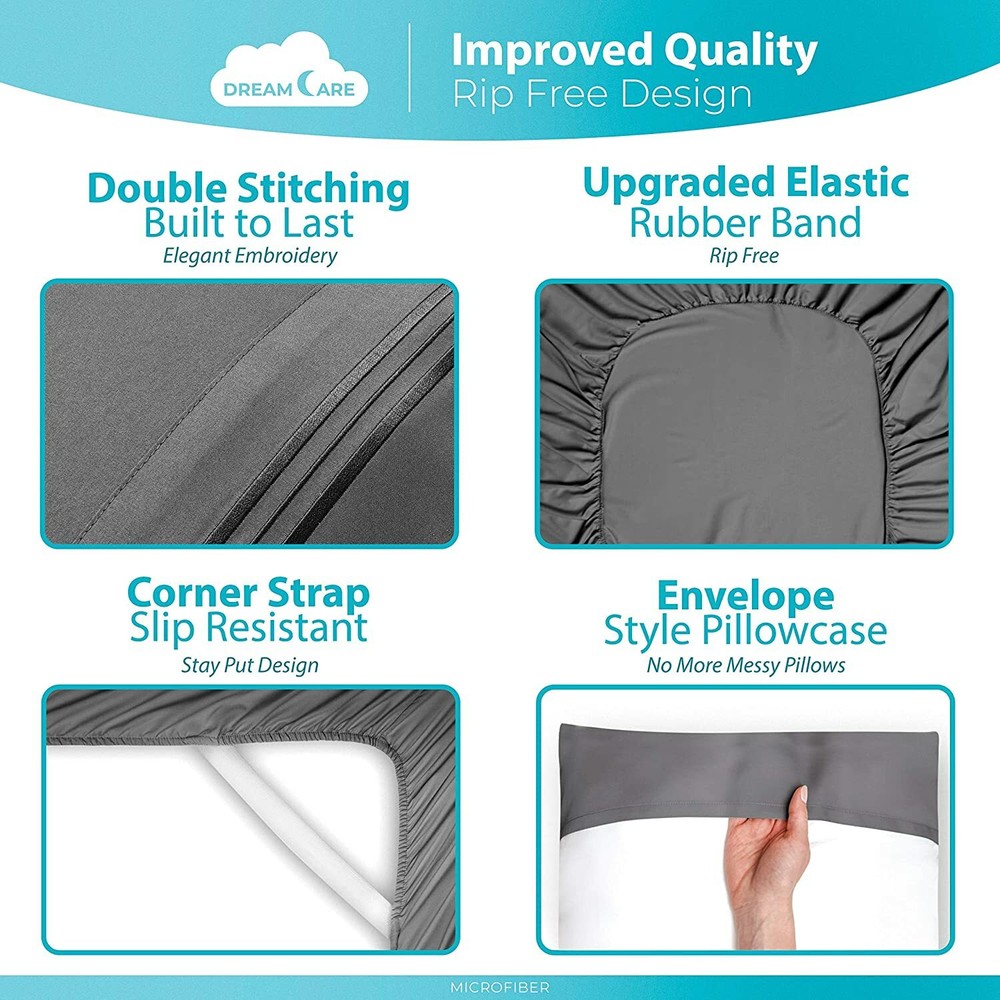 Deep Pocket Sheets Microfiber Sheets Bed Sheets Set 4 Piece Bedding Sets Queen