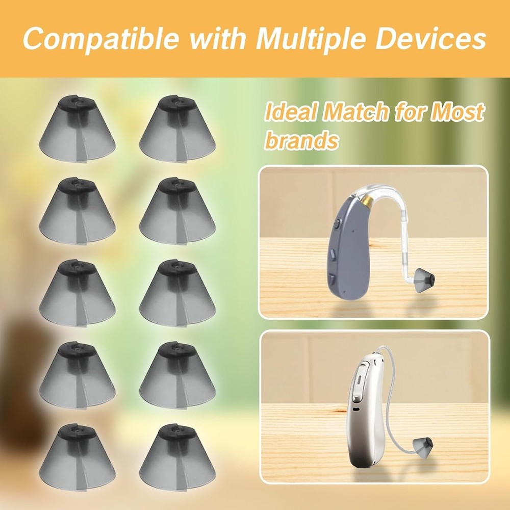 Replacement Silicone Tulip Domes for Hearing Aids Dark Gray 10 Pack Universal...
