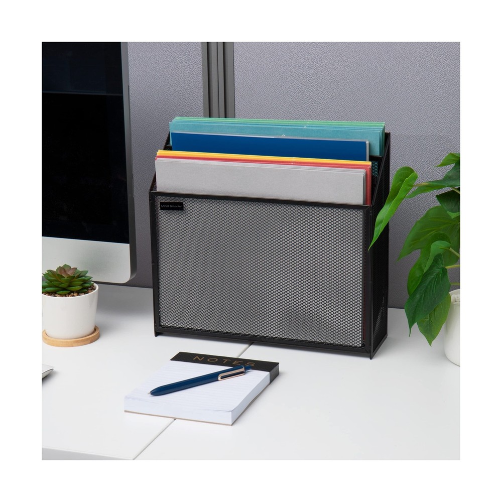 Mind Reader Vertical File Storage, Desktop Organizer, Workspace, Office, Meta...