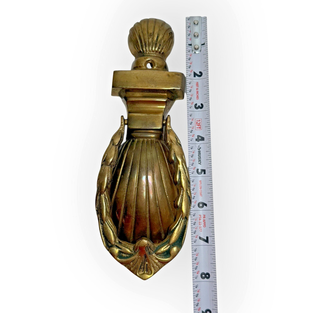 Solid Brass Door Knocker Shell Design Traditional Entry 8.25" Hardware Vintage