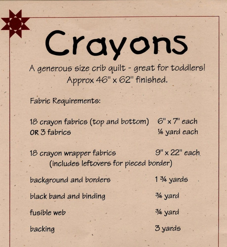 Crayons Crib Quilt Pattern by Bits 'n Pieces #140