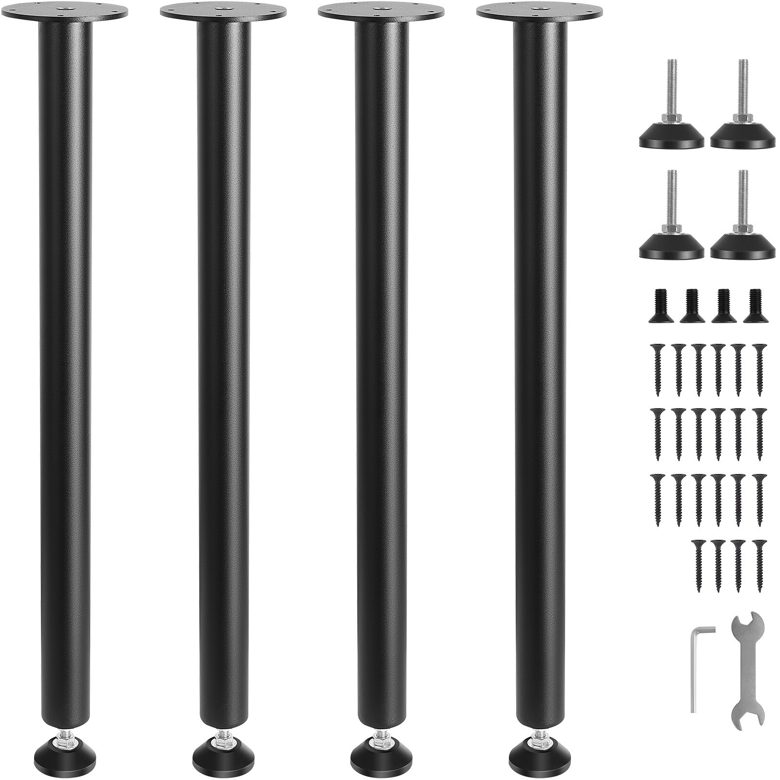 VEVOR 28" Solid Steel Adjustable Desk Legs Office Table Furniture Set of 4 Black
