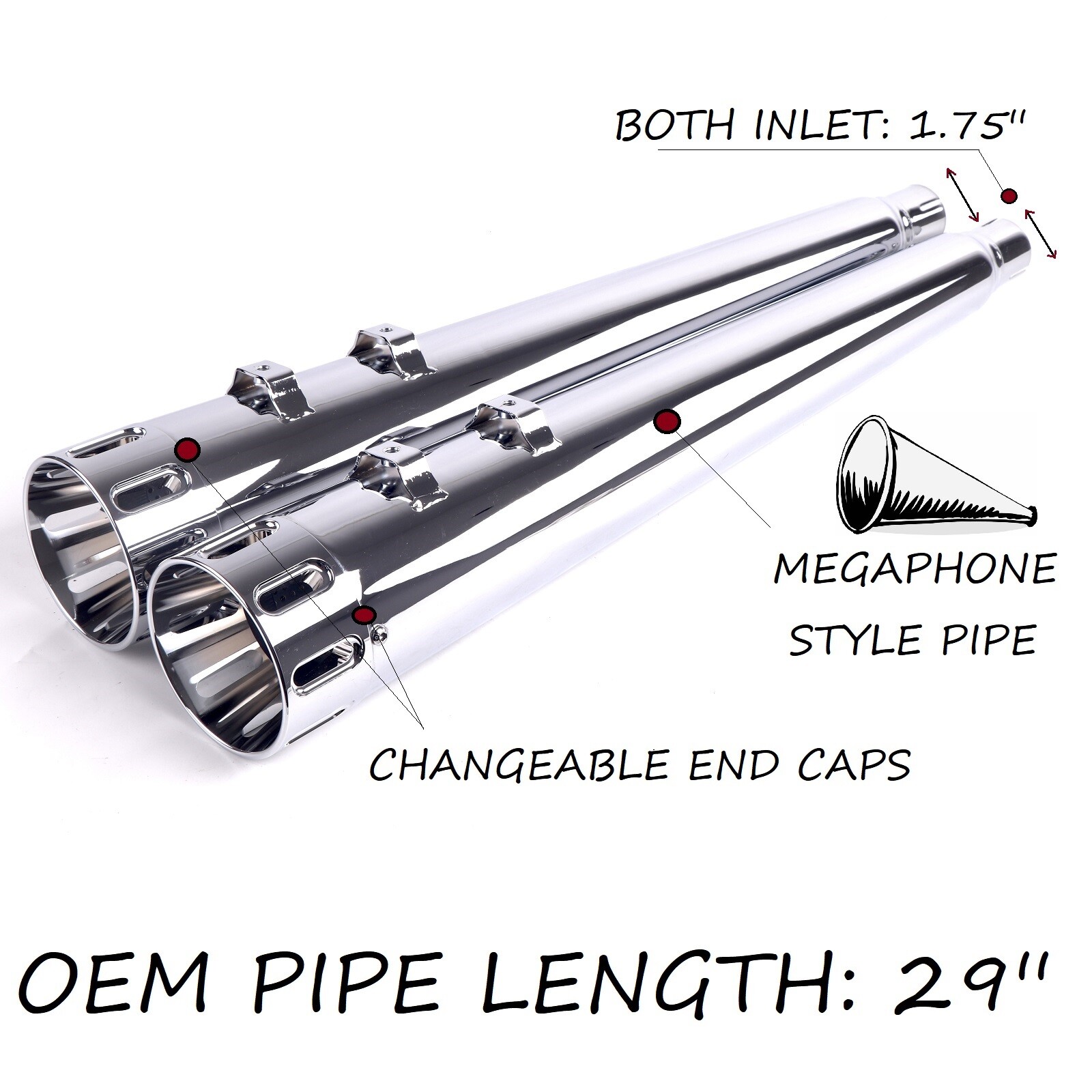 SHARKROAD 4.4" Slip Ons Megaphone For Harley Exhaust 95-16 Touring Great Sound