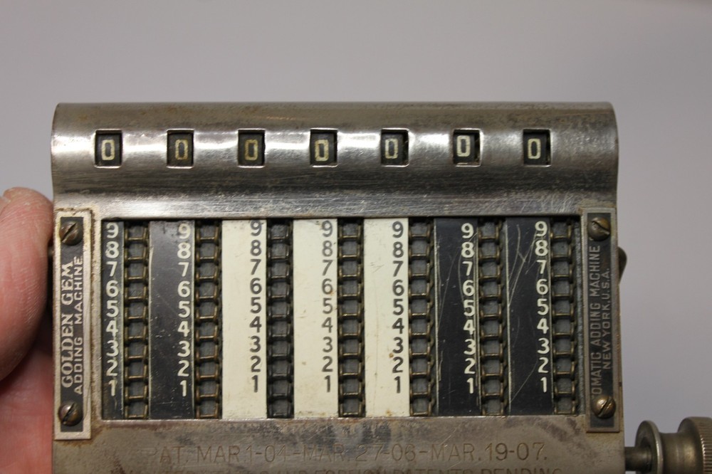 Antique Golden Gem Automatic Manual Handheld Adding Machine Calculator 1907