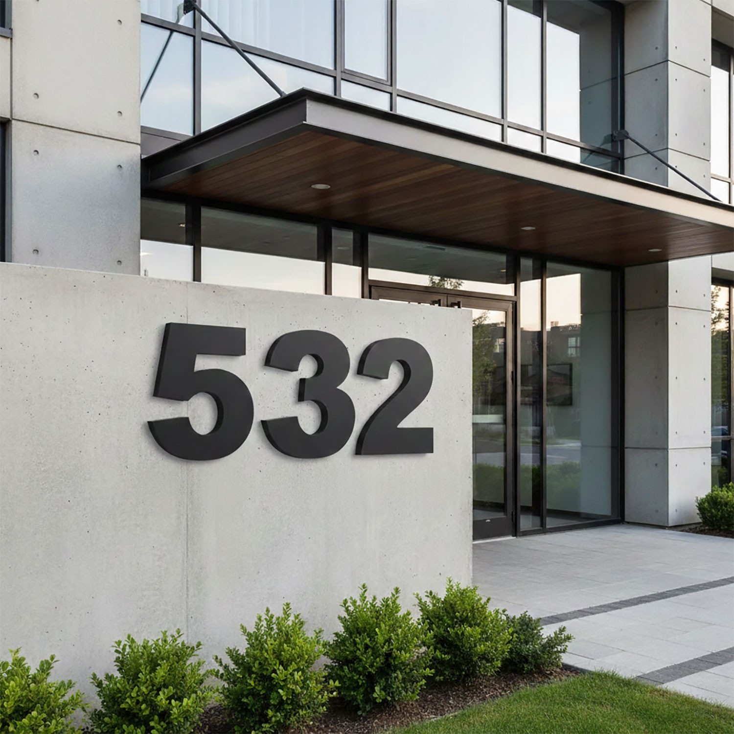 12 Inch Address Numbers For Commercial Building 3/8" Thick Black Acrylic Bold