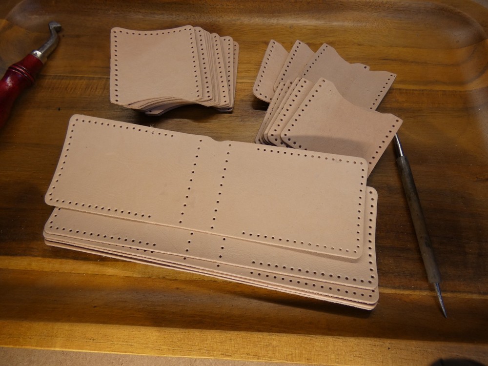 Leather wallet Spring Clip- Kit HAND STITCH-5 Sets