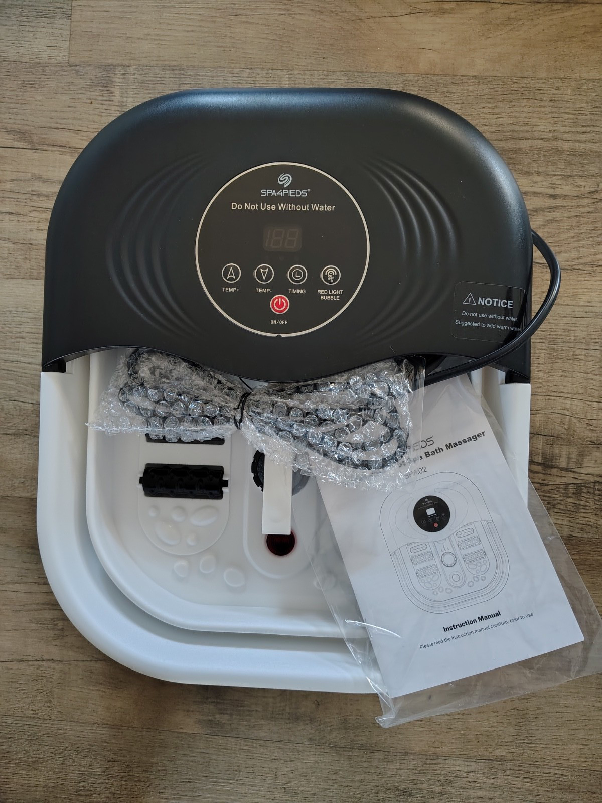 SPA4PIEDS Collapsible Heated Foot Spa w/ Bubble & Red Light Temperature Control