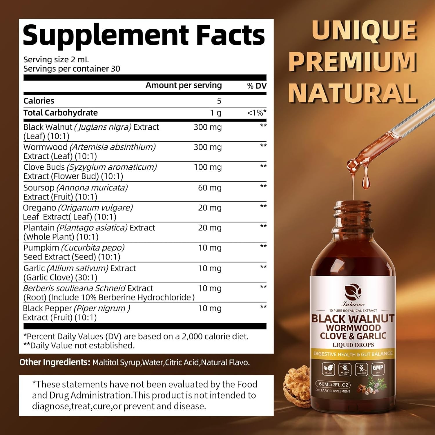 Parasite Cleanse Tincture/Extract-Wormwood,Black Walnut Hull, Clove,Best Quality