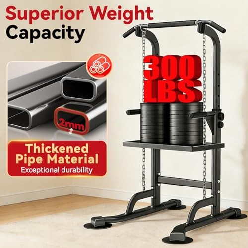 Power Tower Pull Up Dip Station Foldable, Pull Up Bar Station Black-04