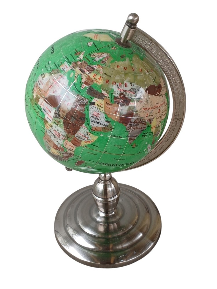 World Globe Semi Precious Gemstone 17"