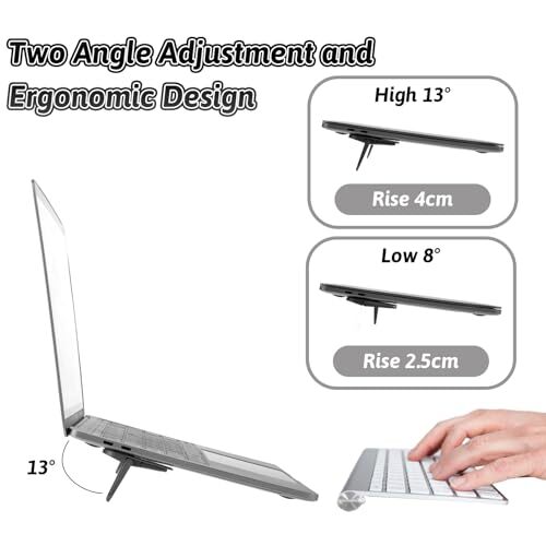 Bewudy 2 Pcs Portable Keyboard Riser, Dual Tilt Angle Adjustment Foldable Black