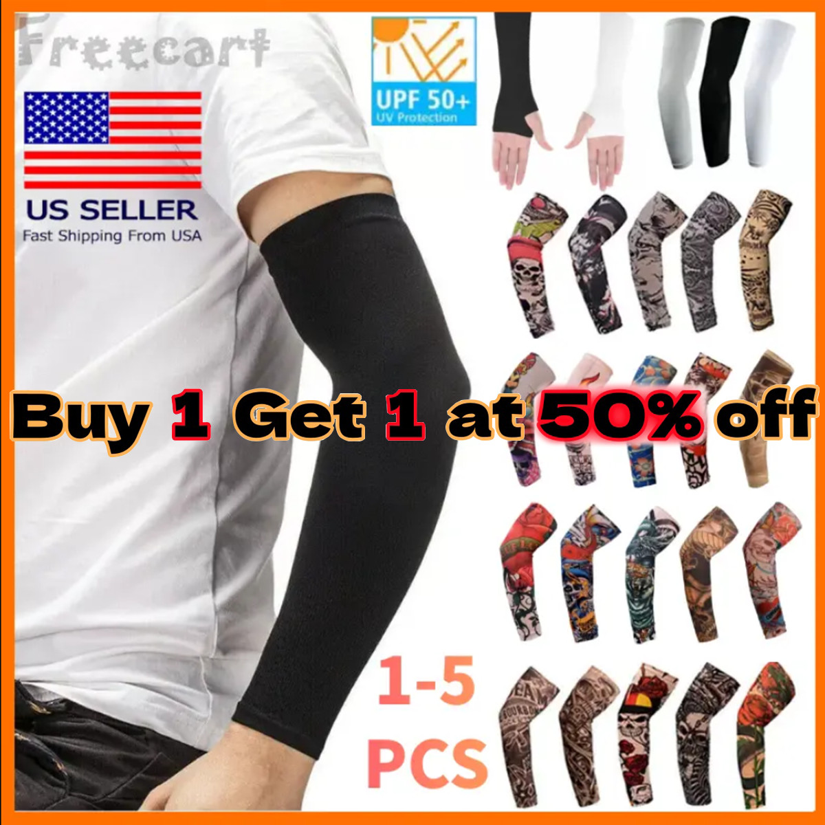 1-5 Pairs Cooling Arm Sleeves Cover UV Sun Protection Outdoor Sports Men Women