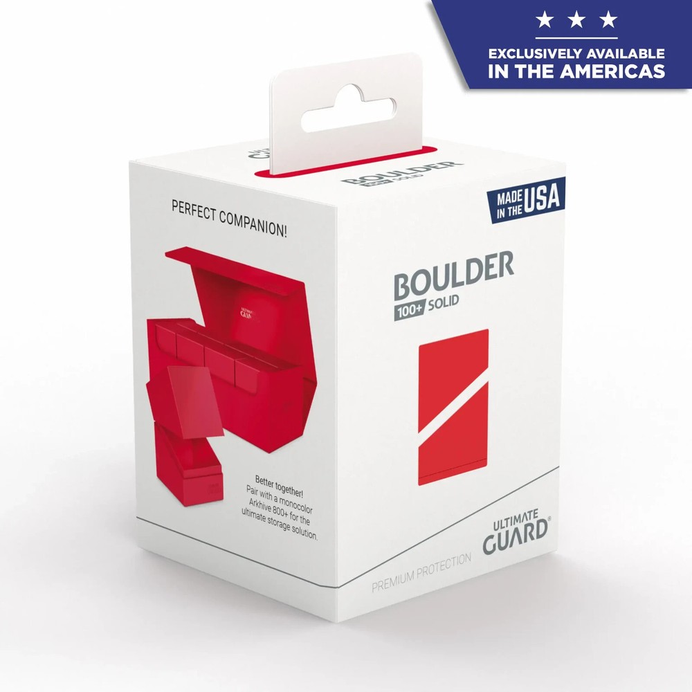 Ultimate Guard Solid Red Boulder 100+ Deck Case New Card Storage Box ccg