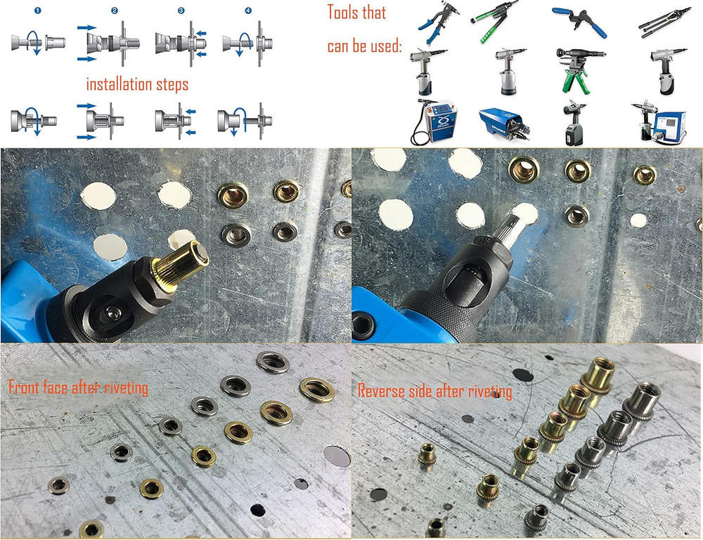 LBY 60Pcs Carbon Steel Rivet Nuts, M6 Thread Insert Nutsert (Half-Hexagonal) Riv