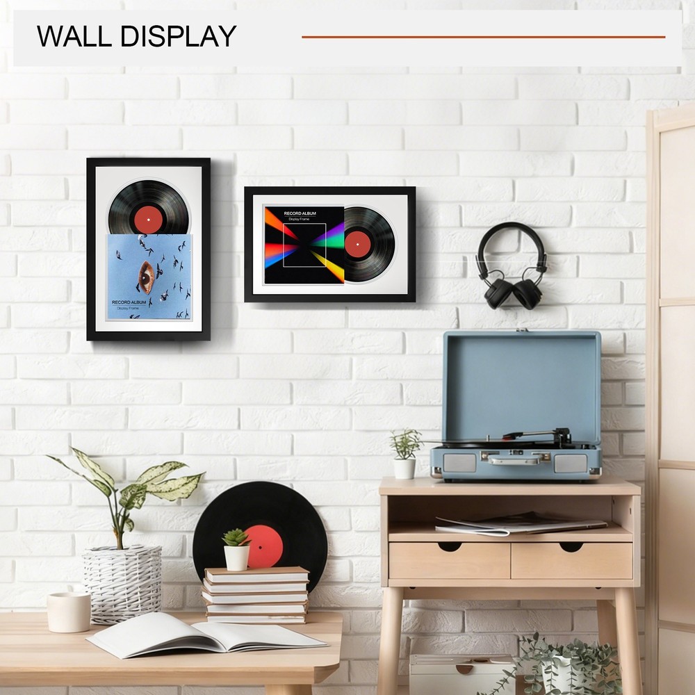 7-Inch Vinyl Record Display Frame, 45 Record Vinyl, Solid Wood Frame