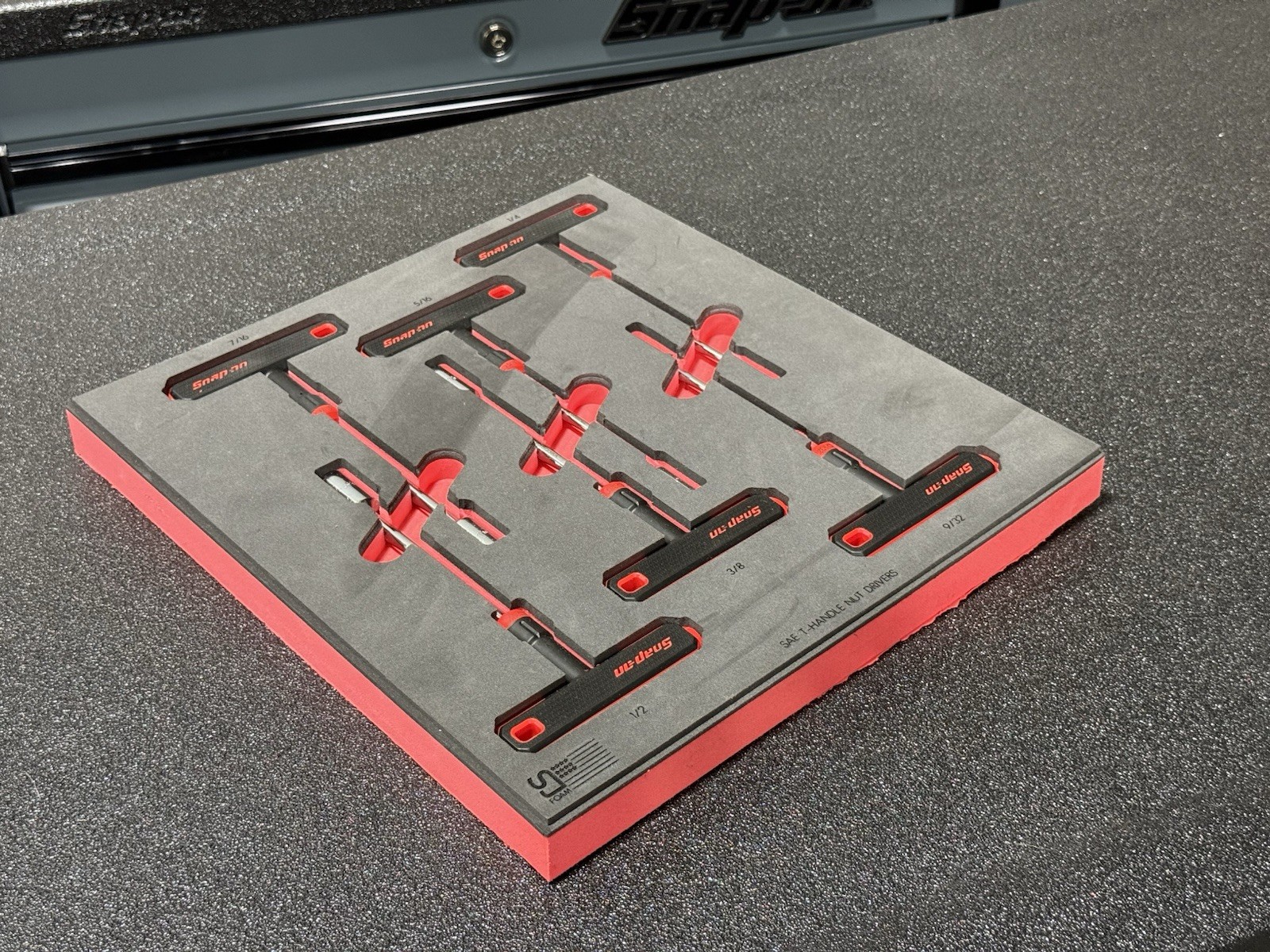 Snap-On SAE T-Handle Nut Driver Foam Organizer, Black And Red, MADE IN USA