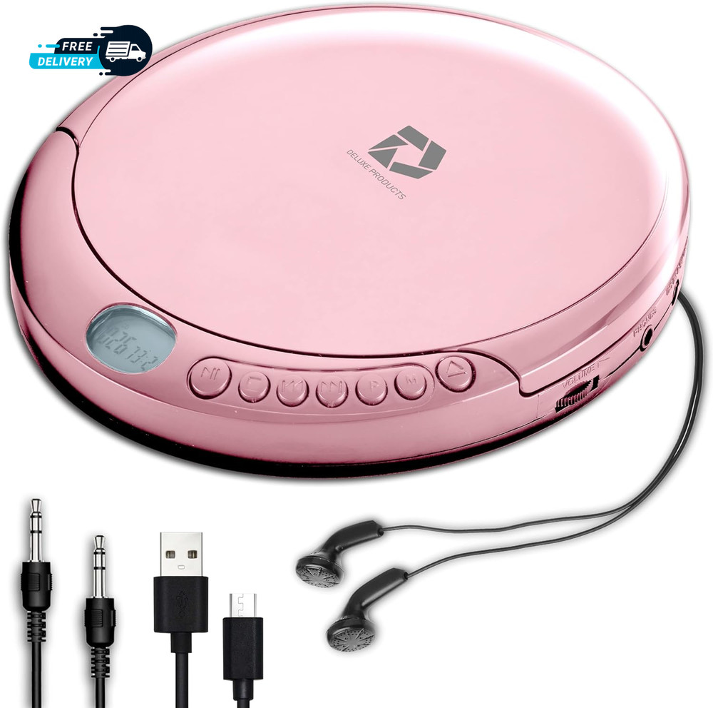 CD Player Portable with 60 Second anti Skip, Stereo Earbuds, Includes  Cable