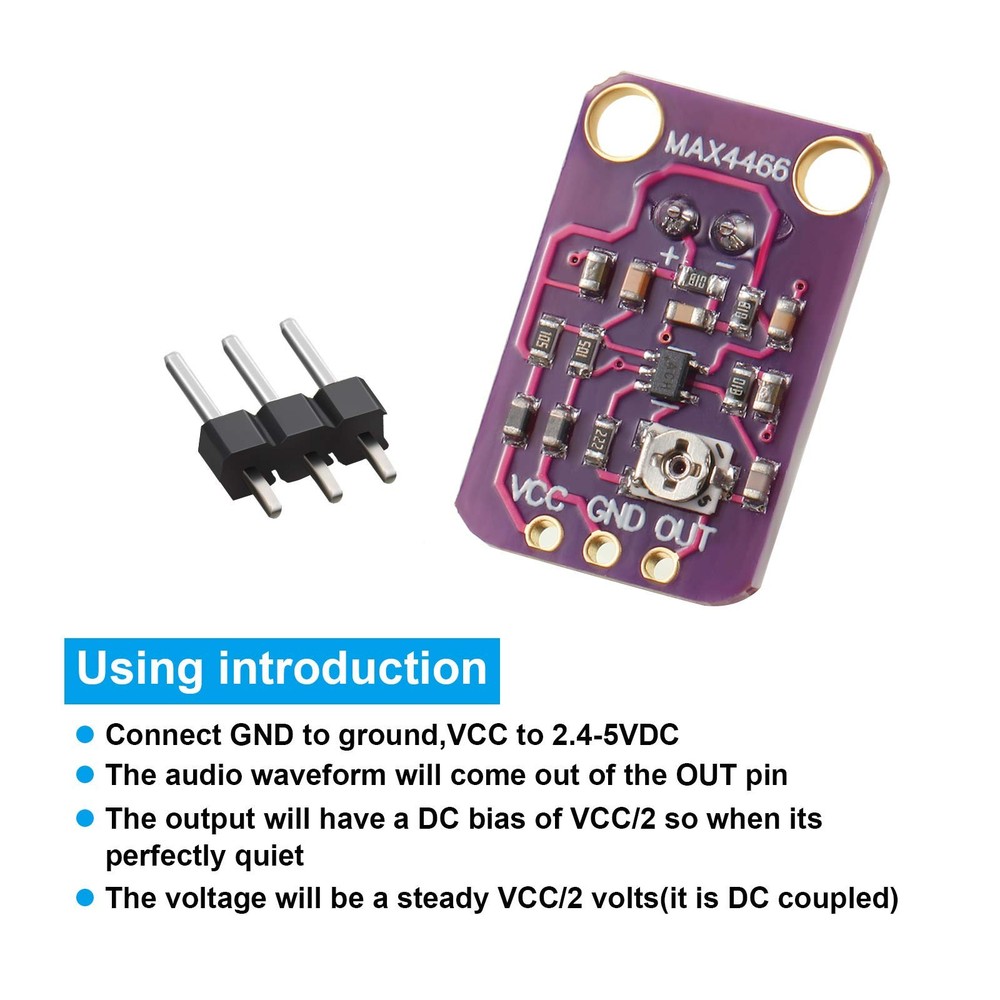6 Pieces Electret Microphone Amplifier Module MAX4466 Adjustable Gain Blue...