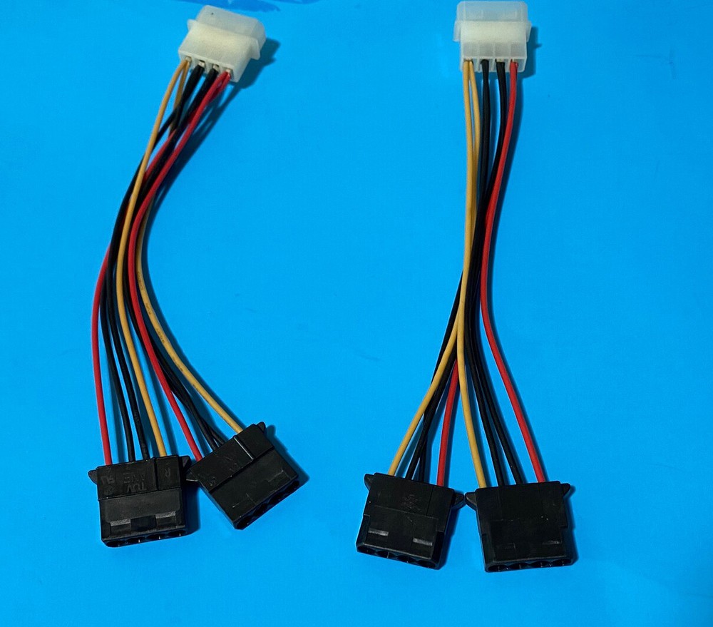 NEW 2-PACK Internal Power Supply 4Pin Y Adapter Cable,Molex PC Peripheral Plug