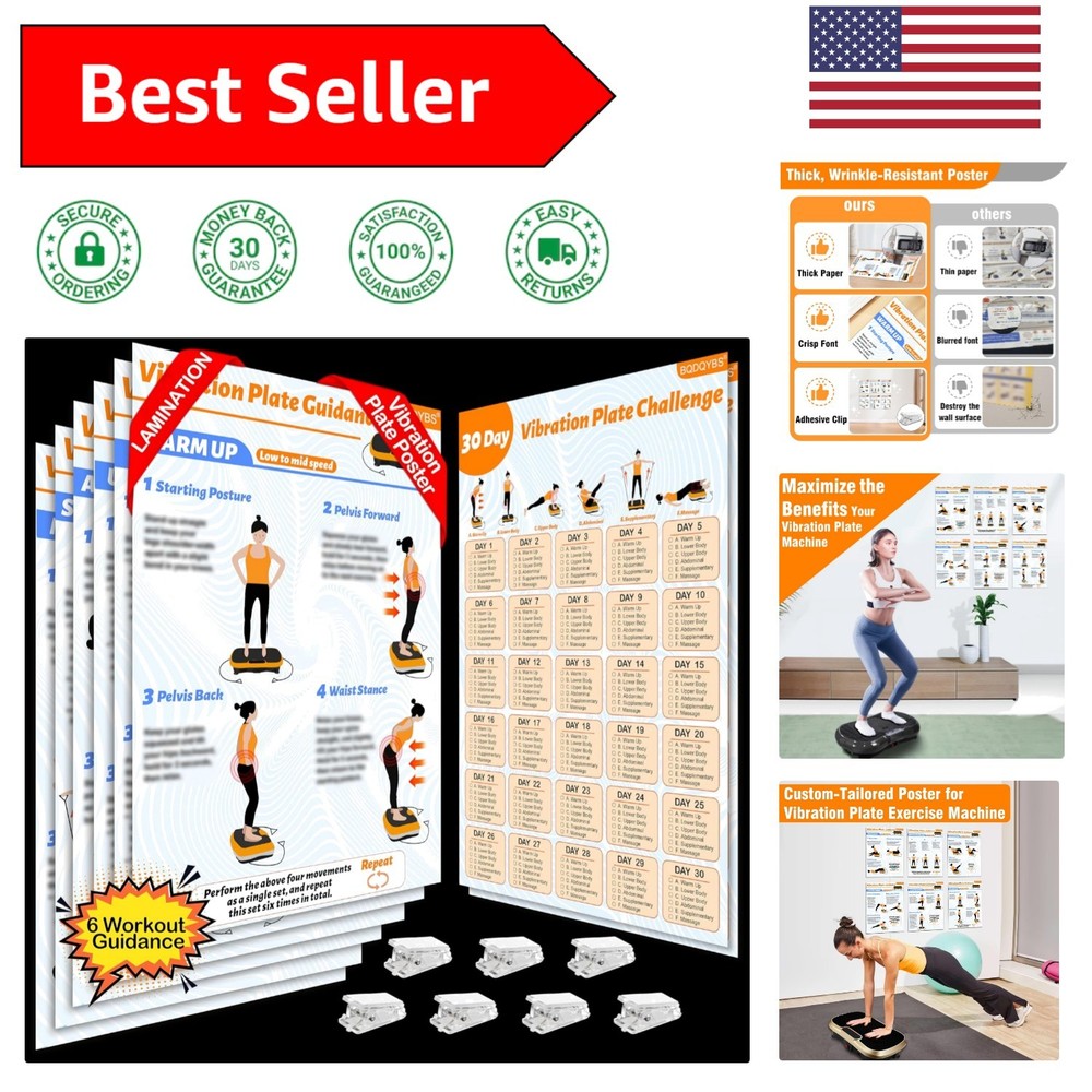 Durable Vibration Plate Exercise Chart & Planner - 6 Step-By-Step Workout Guides