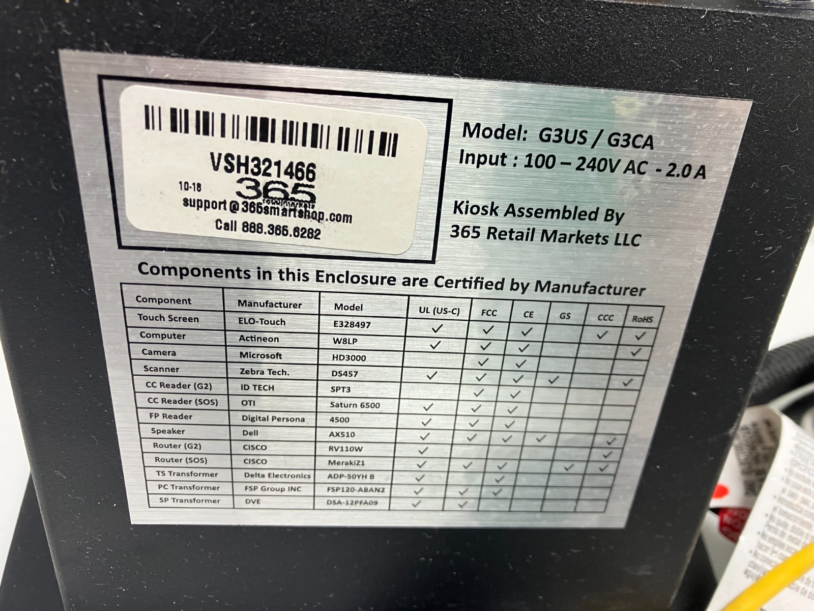 365 Retail Markets POS Self Checkout Micro Market Kiosk Model G3U/G3CA Free Ship
