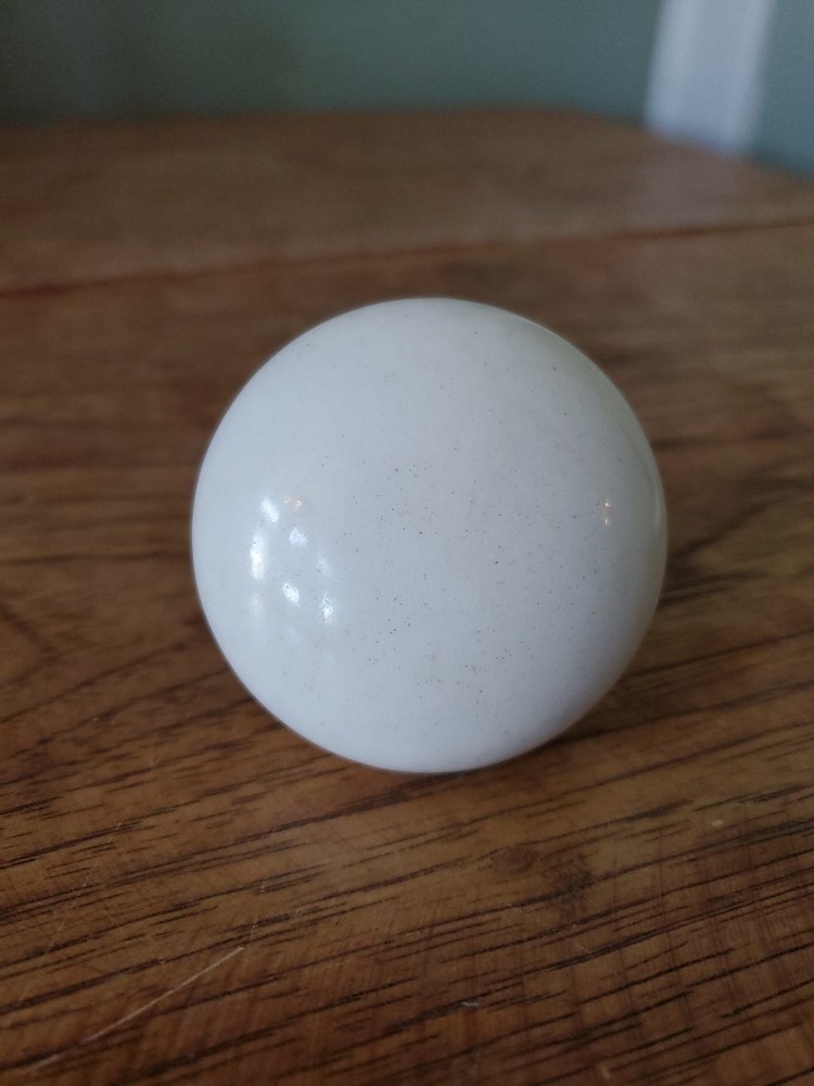 Two Antique Victorian White Porcelain Door Knobs With Iron Stem
