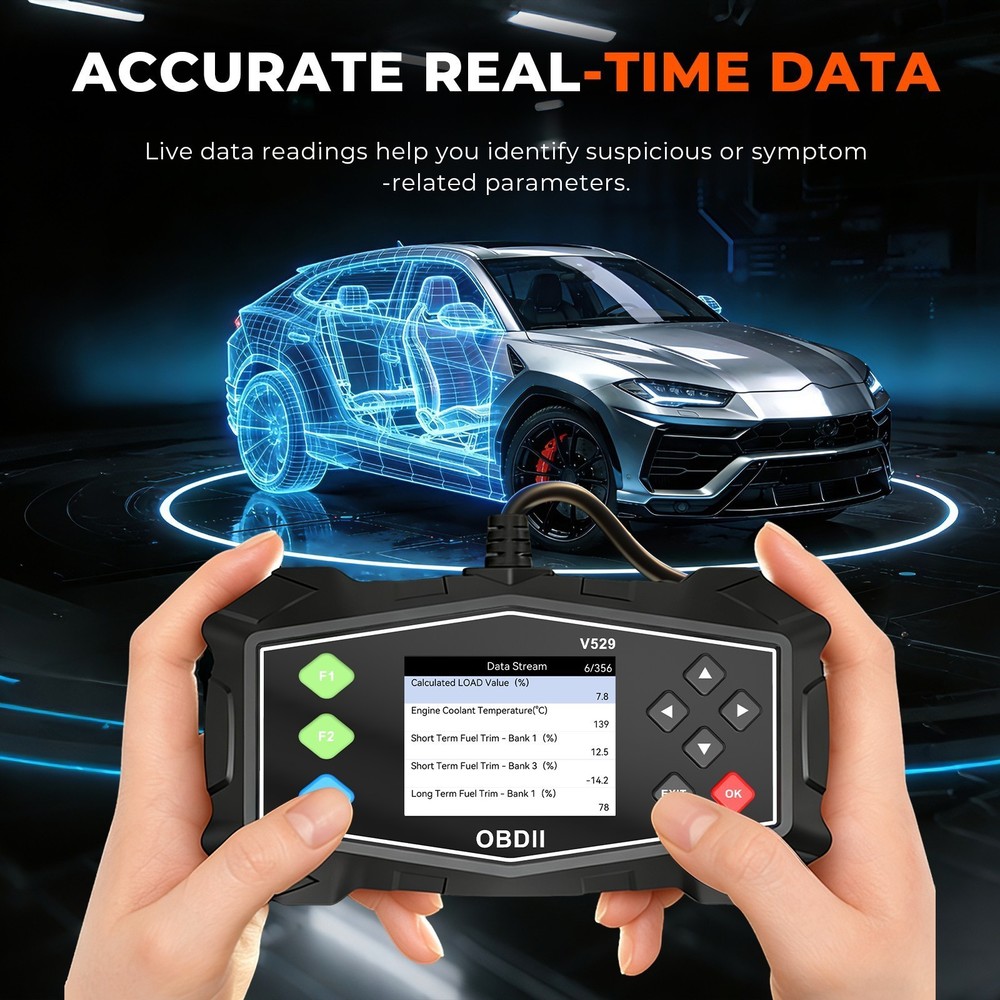 V529 OBD2 Scanner Car Diagnostic Scan Tool ABS Code Reader Battery DTC LOOKUP